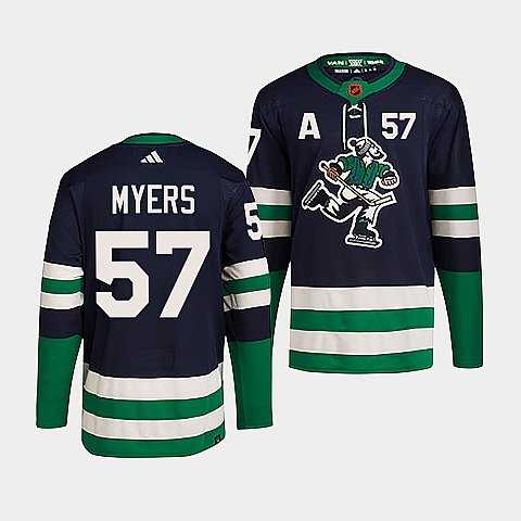 Men%27s Vancouver Canucks #57 Tyler Myers Navy 2022 Reverse Retro Stitched Jersey Dzhi
